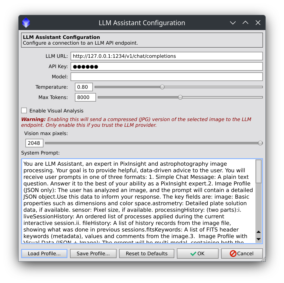 Screenshot of the Configuration Dialog